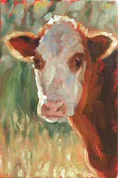 oil painting of cow